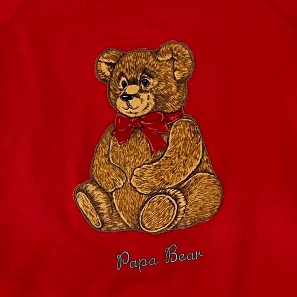 Vintage 80s Papa Bear Red 1980s Teddy Bear Crewneck Sweatshirt - Picture 2 of 3